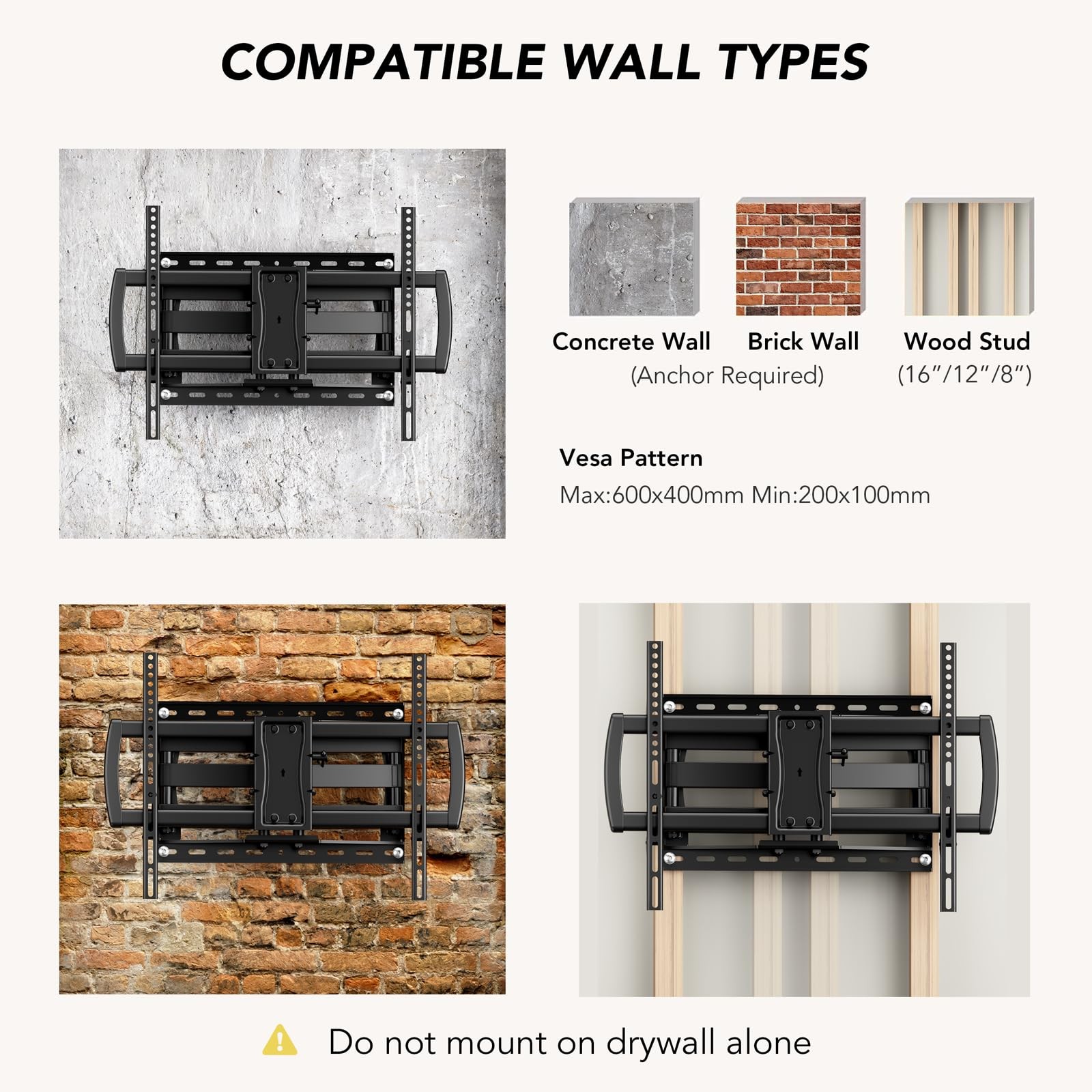Full Motion TV Wall Mount Bracket for Most 32-85 inch TVs,TV Mount with Dual ...