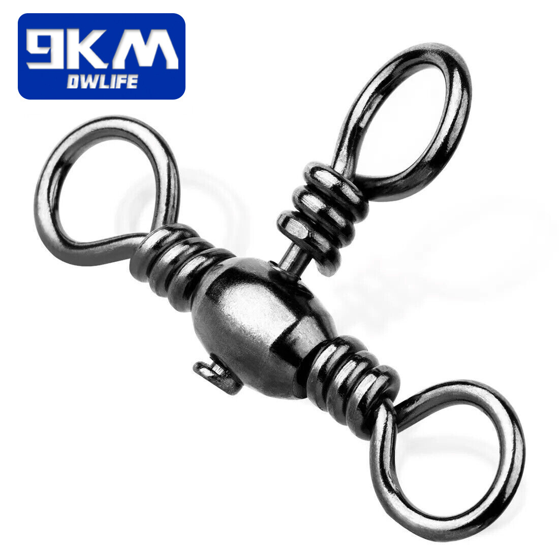9KM 3-Way Swivels 50~100Pcs Fishing Swivels Catfish Tackle Stainless Steal Brass