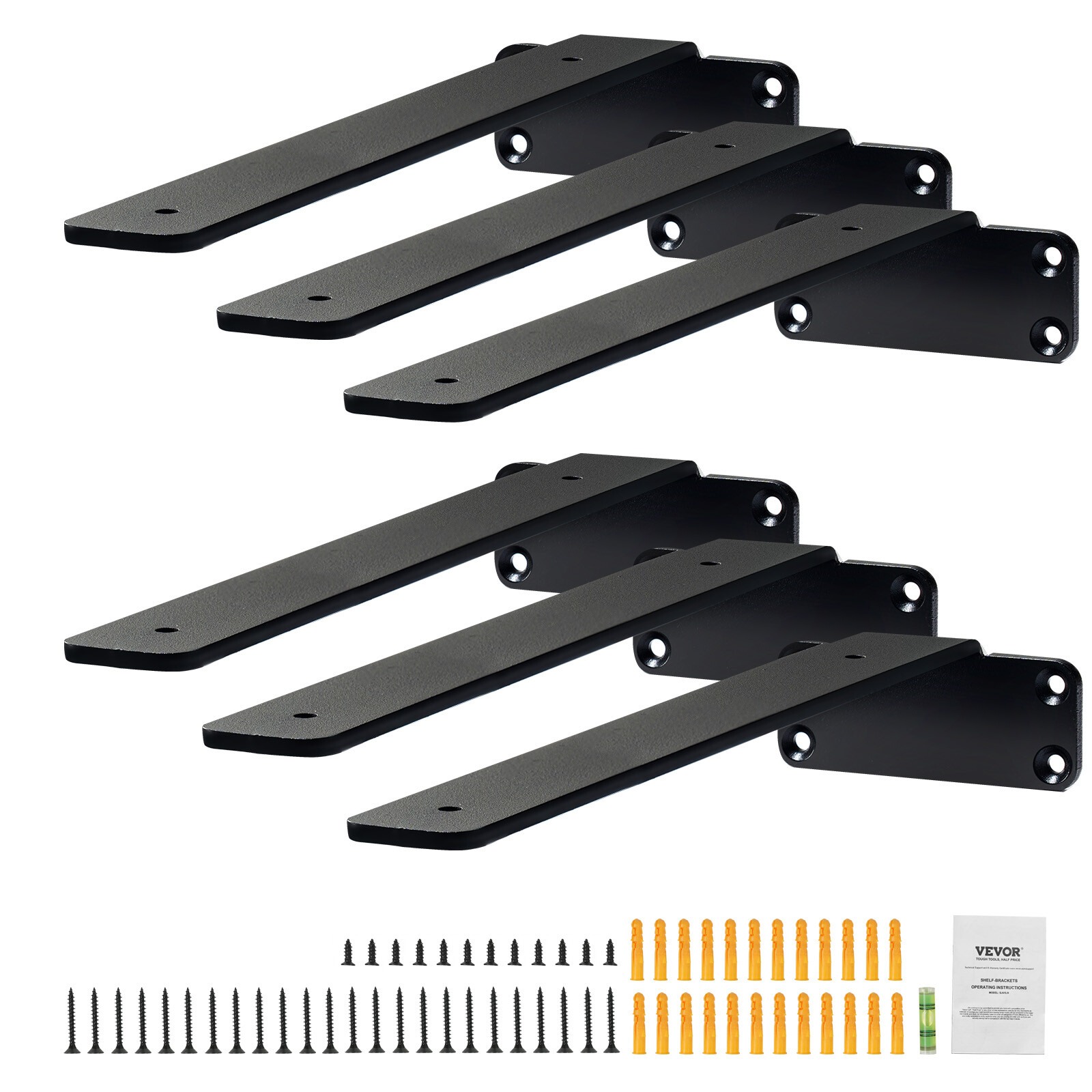 VEVOR 6 Pcs Shelf Bracket 10 inch Heavy Duty Floating Shelf Brackets