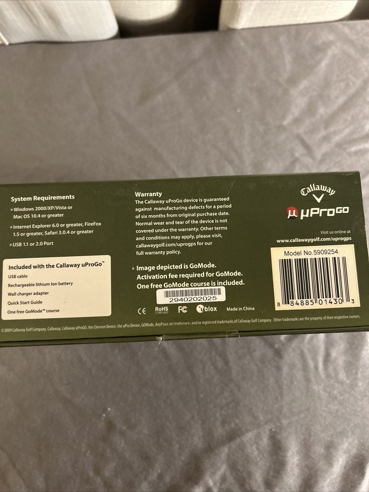 Callaway Upro Go Handheld GPS Rangefinder Pre-Loaded Courses