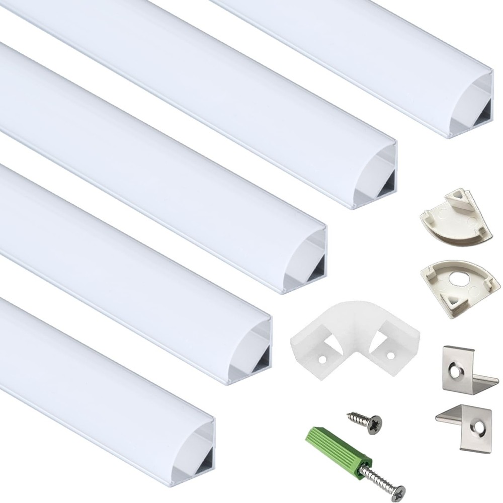 5-Pack 3.3FT 1Meter V Shape LED Strip Aluminum Channel Diffuser System, Extru...