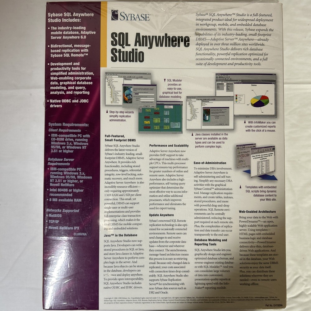 Vintage Sybase SQL Anywhere Studio Software For Windows New
