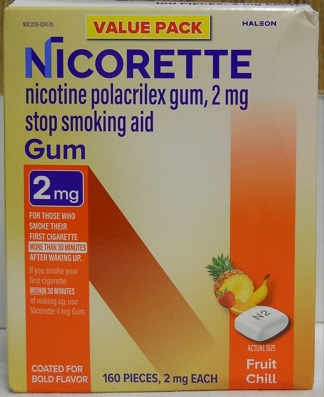 Nicorette Value Pack Fruit Chill 2mg Coated Gum 160 Pieces  (New Package)