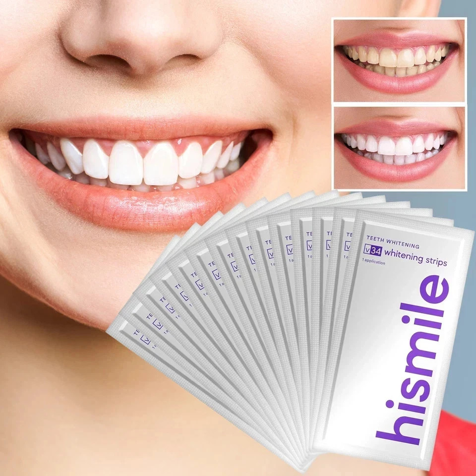 V34 Purple Teeth Whitening Strips – Stain Removal with Whitening & Color Correct