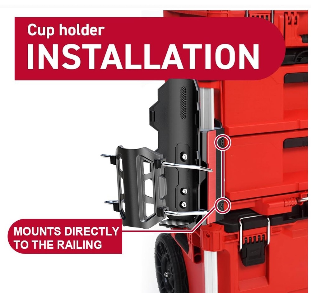 SWER Cup Holder Accessories Compatible with Milwaukee Packout, Adjustable Dri...