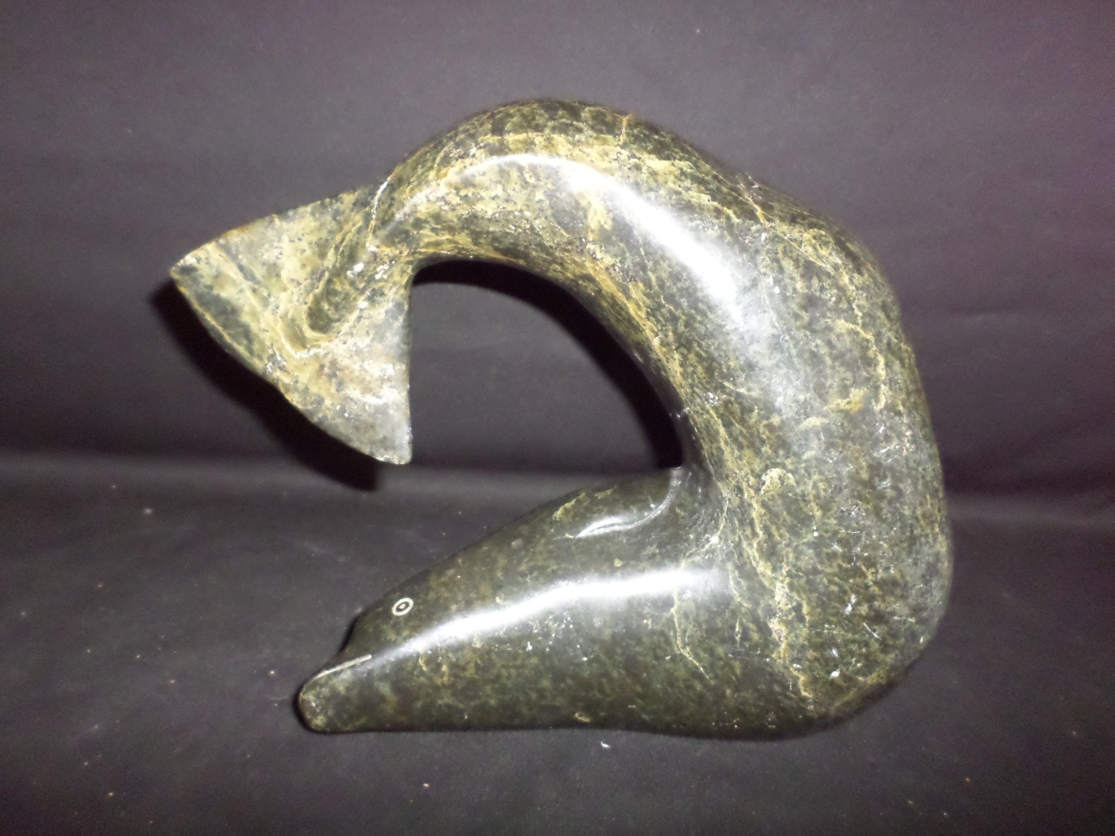 Fine Antique Native American Alaskan Cape Dorset Carved Serpentine Whale 10lb