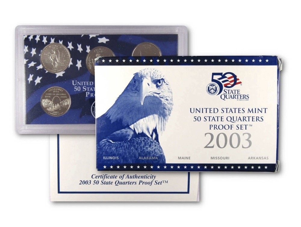 2003 State Quarter Clad Proof Set U.S. Mint Packaging OGP COA