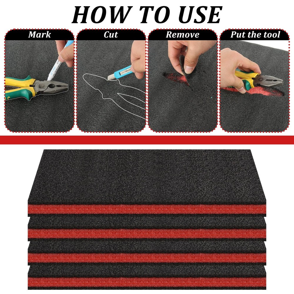 6 Pack Tool Box Foam Inserts for Cases,Tool Box Liner Polyethylene Sheets, To...