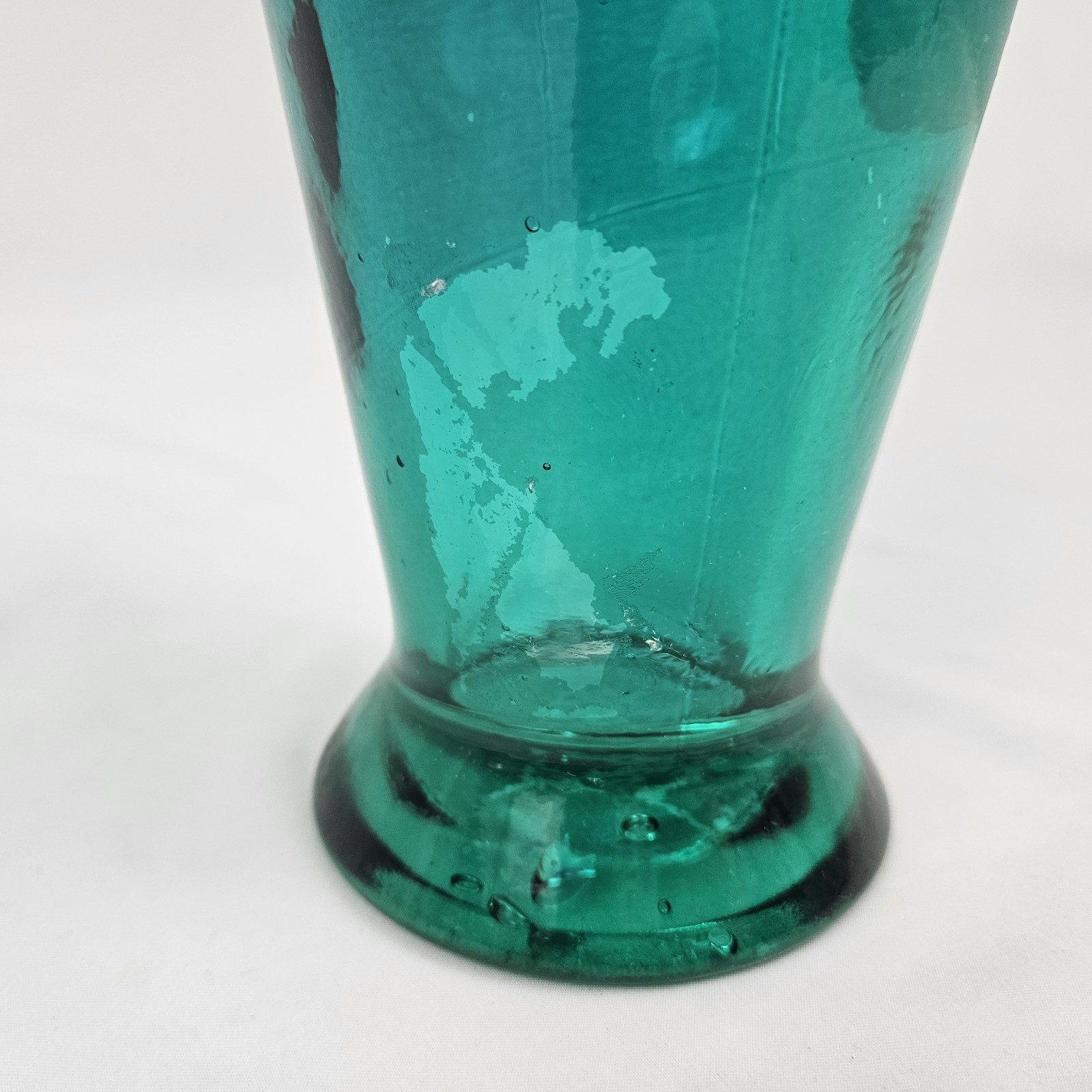 Vintage Blown Glass Decanter Genie Bottle 19” Tall W/ Stopper Blue Flash Pier 1