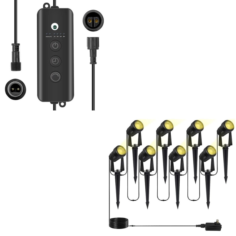 SUNTHIN Outdoor Landscape Lighting 8 Pack with Dusk to Dawn Sensor for Timer ...