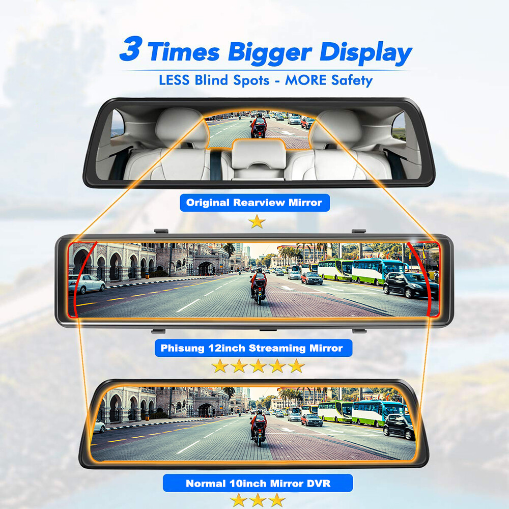 12"Full Touch IPS 4G wifi Car DVR Camera Android dash cam smart rearview mirror