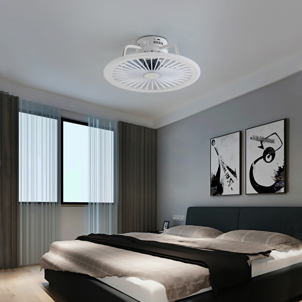 Ceiling Fan Light 48W Dimmable LED Light Flush Mount Lamp Remote Control,Timing