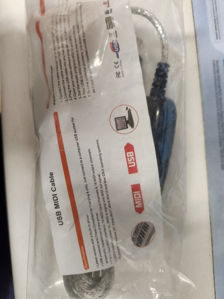 USB to MIDI Cable Interface Adapter 16 Channels PC Mac Keyboard Synth Controller