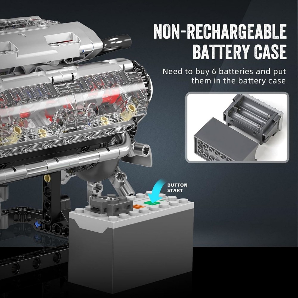 Visible V8 Engine Motor Engineering Model Building Stacking Blocks Gift New