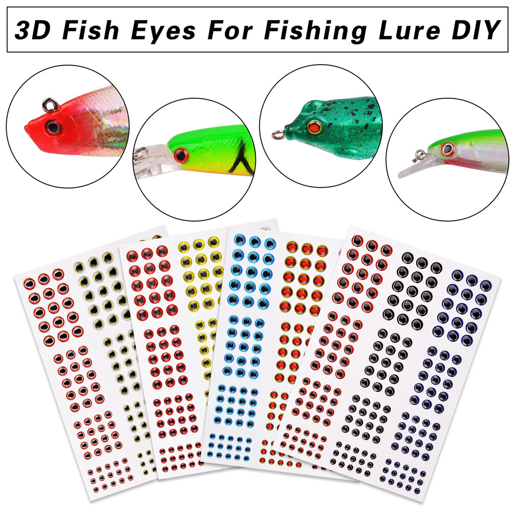 732Pcs Fishing Lure Eyes 3mm-4mm-5mm-6mm 3D Holographic Eyes Fly Tying Jig Craft