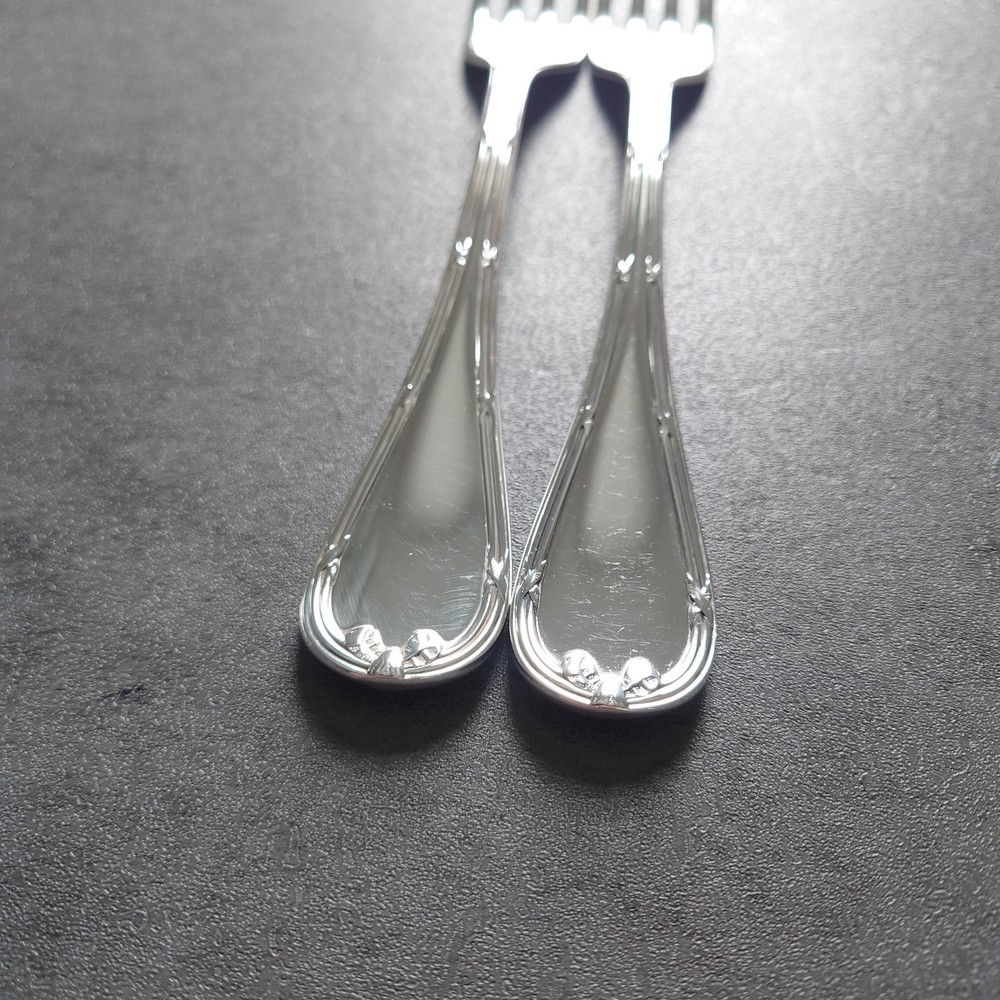 Christofle Rubans Table Fork 2pcs Silverplate Flatware Excellent