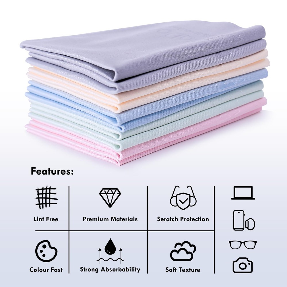 Individually Wrapped Premium Microfiber Glasses Cleaning Cloths,20 Pack,Extra...