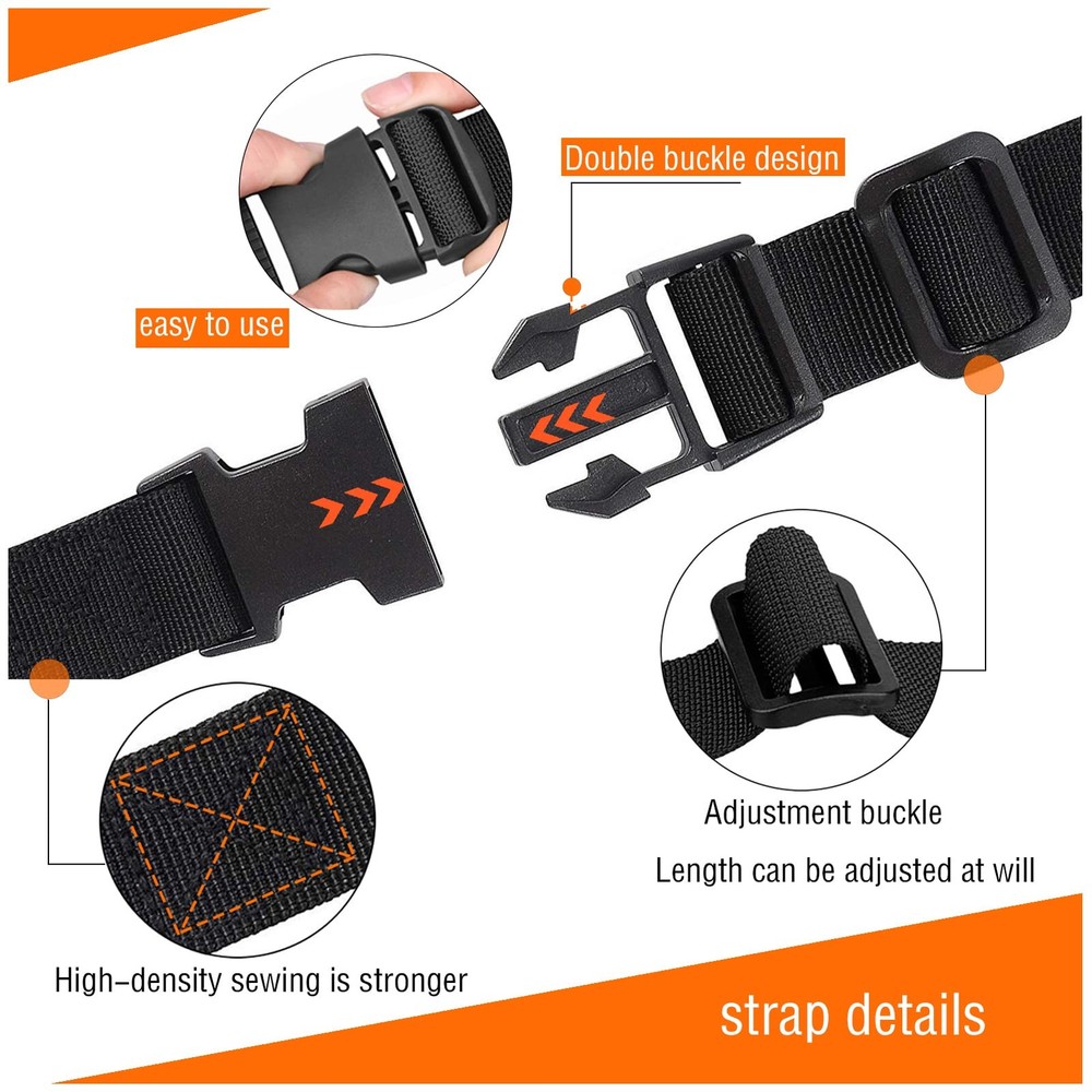 Premium Utility Straps with Quick Release Buckle Adjustable 12 feet, Black