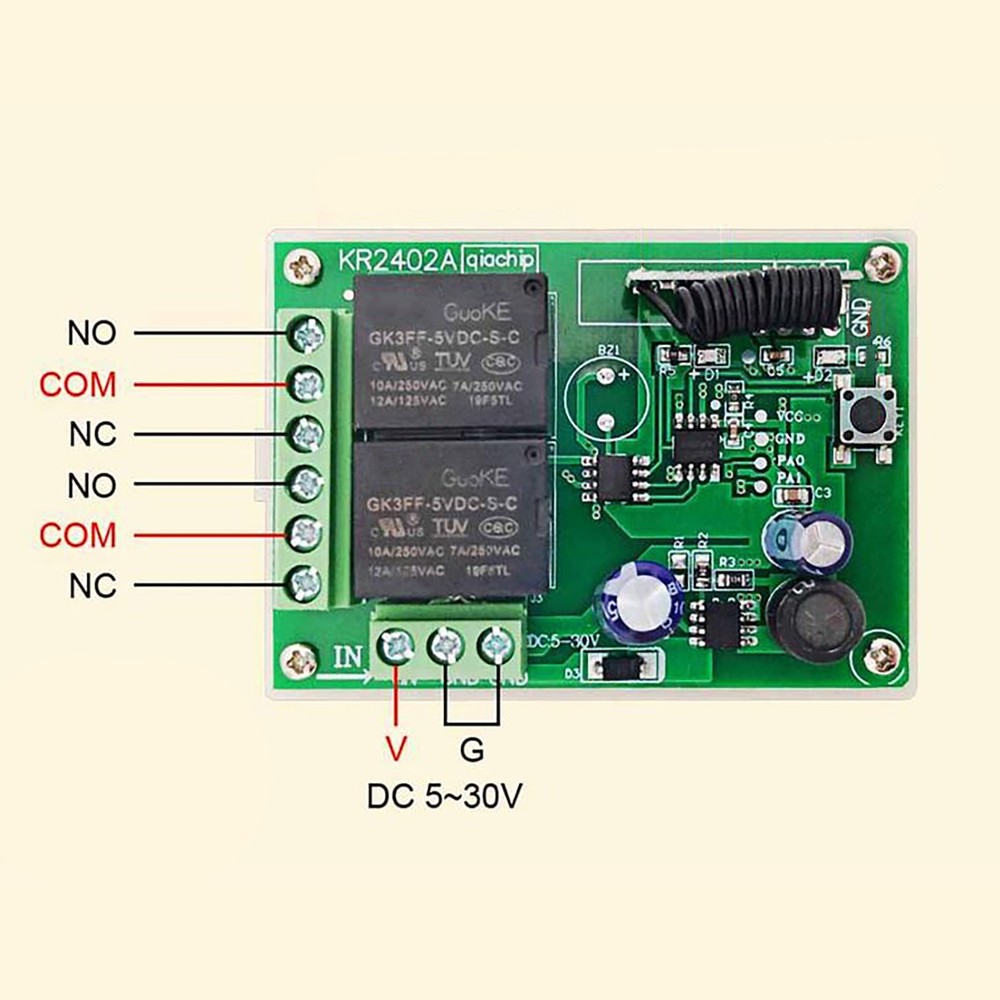 433MHz Universal Wireless Remote Control DC RF Relay Transmitter -107dbm