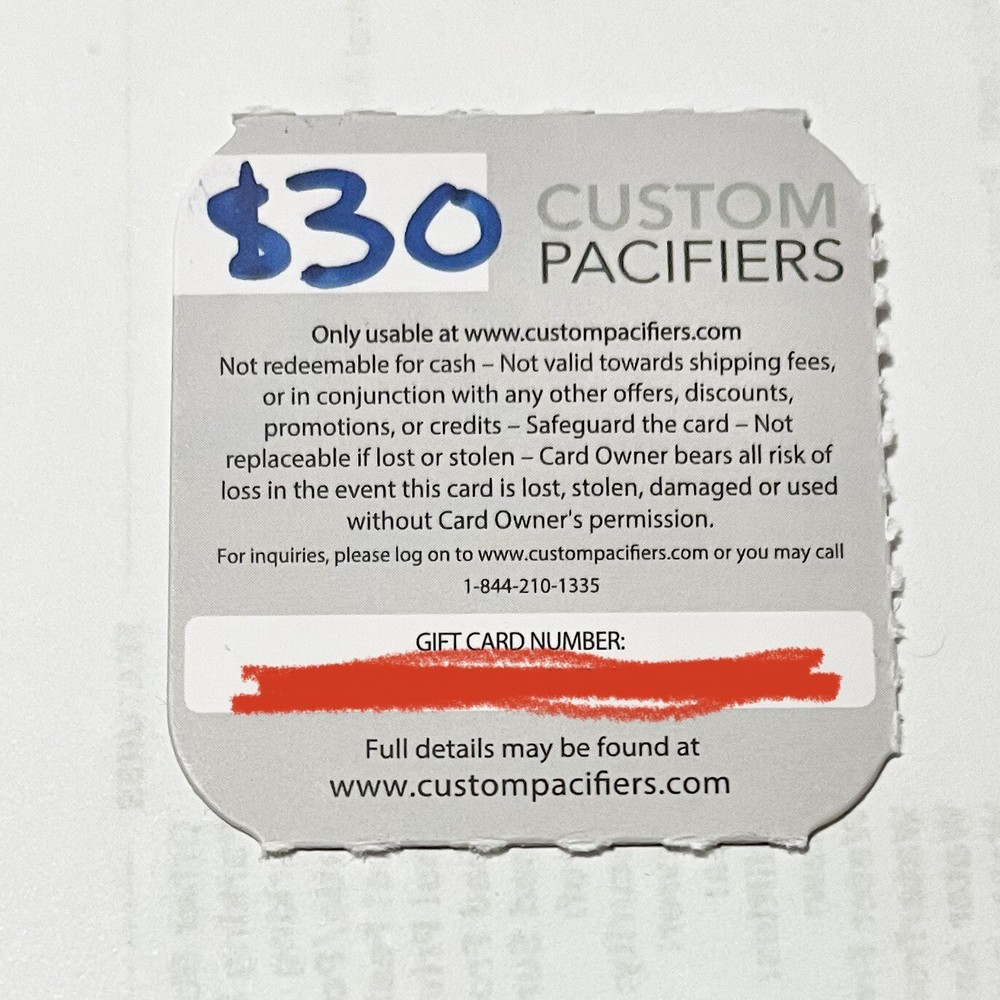 $30 Custom Pacifiers Gift Card