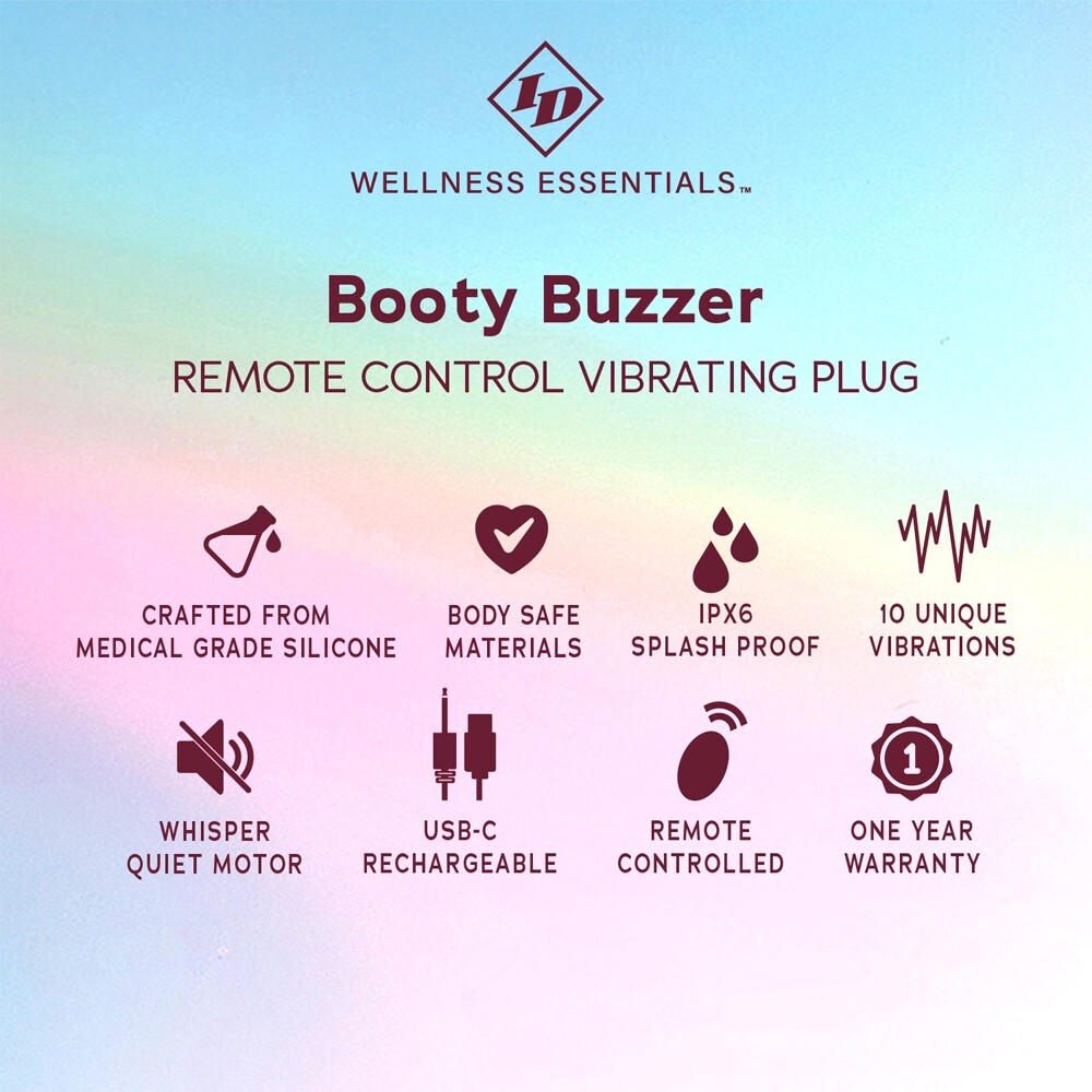 ID Wellness Booty Buzzer Remote Control Vibrating Plug Blue - Anal Plug Vibe