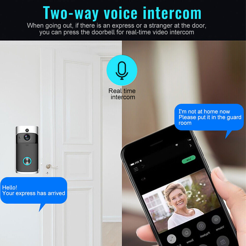 Wireless WiFi Smart Phone Door Ring Video Doorbell Intercom Security Camera Bell