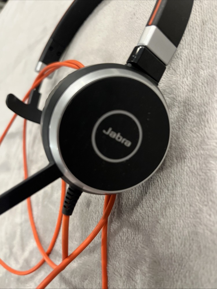 Jabra headset with mic Orange Cord Computer Controller Telephone Mute Single