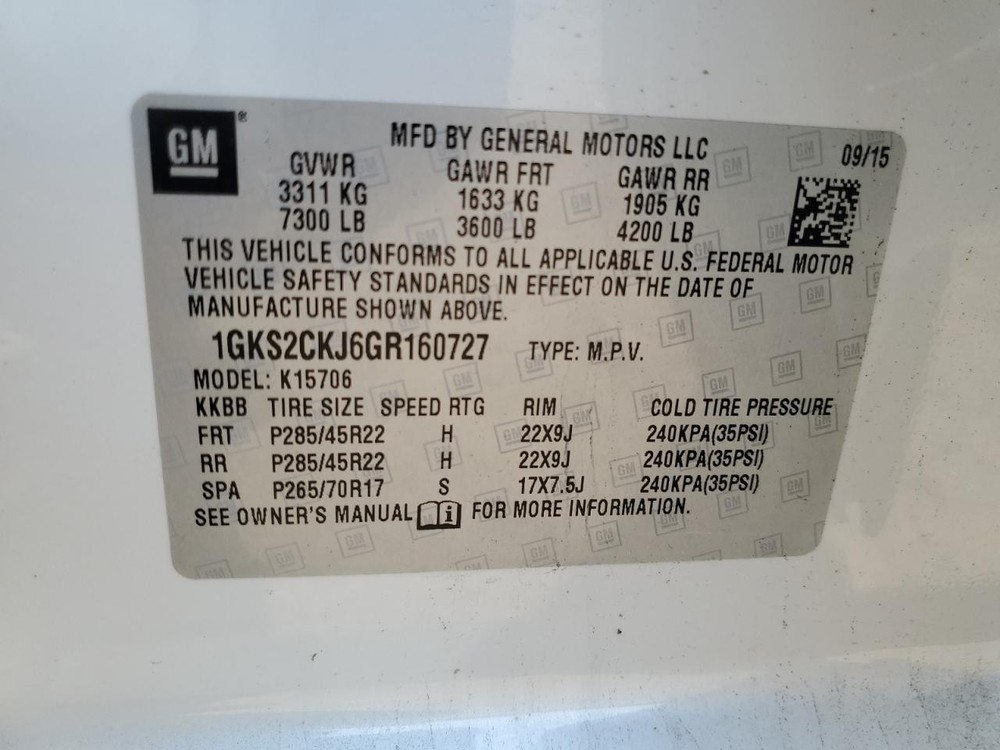 Used Blind Spot Detection System Warning Control Module fits: 2016 Gmc Yukon Dri