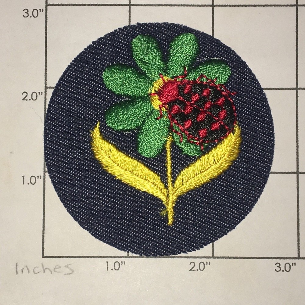 Ladybug Patch -   Flower / on Denim