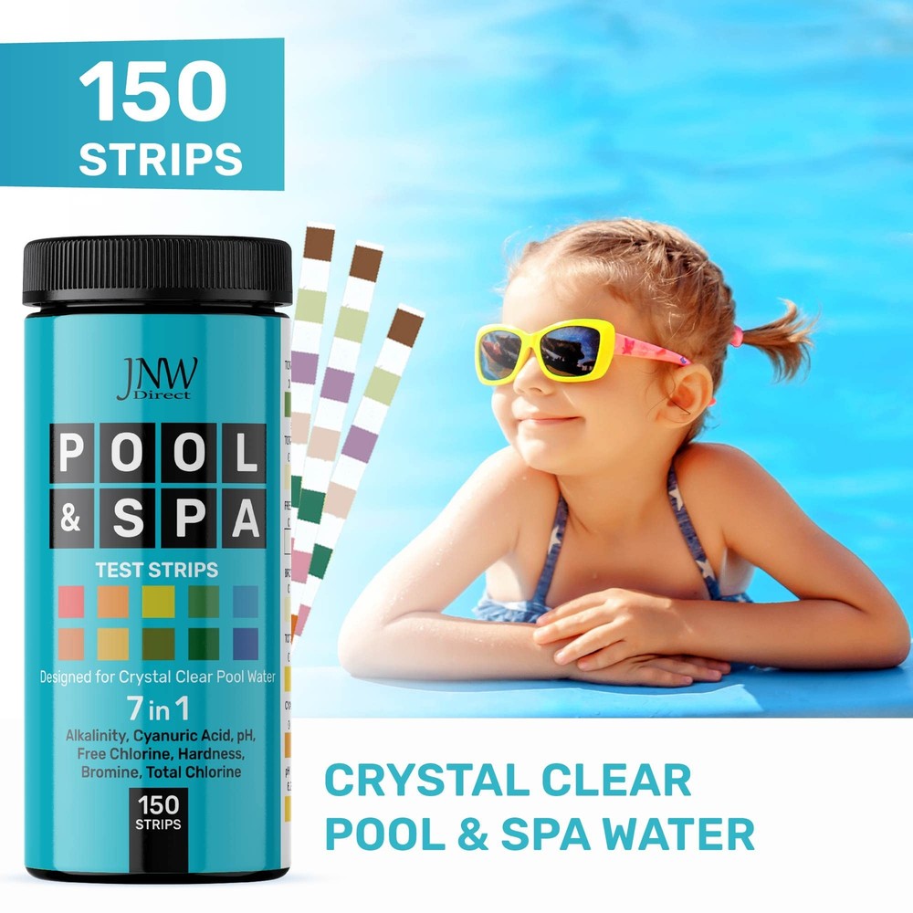 7-in-1 Pool Test Strips 150 Quick & Accurate Water Testing Kit for Pools