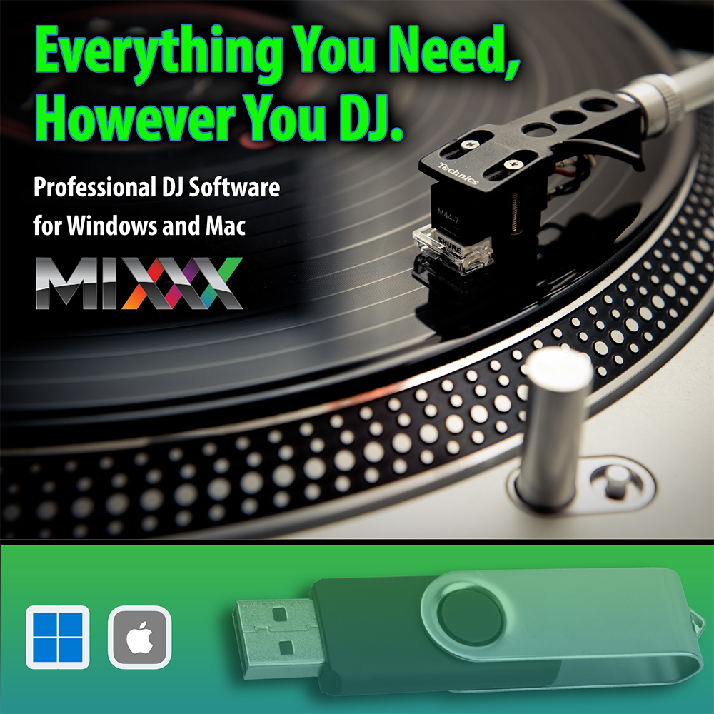 PRO DJ Music Mixing Software-MIXXX-STEM-MIDI Controller, Vinyl Supprt-PC/Mac-USB