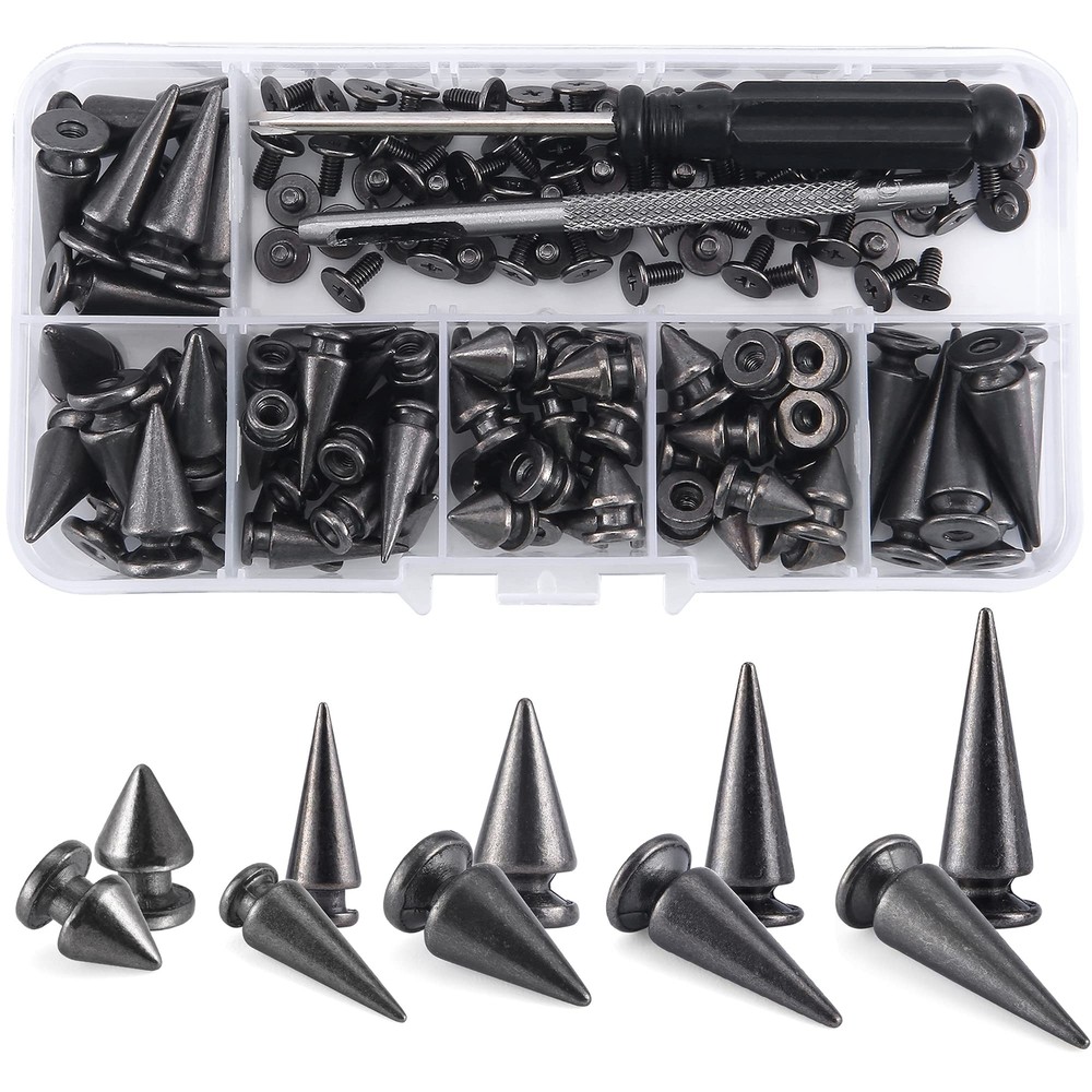 70 Sets Mixed Shape Spikes Assorted Sizes Screw Back Bullet Studs Clothing