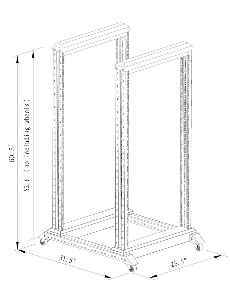 27U 4 Post 19"Open Frame Server Width 24" install Deep and 2 fixed shelves
