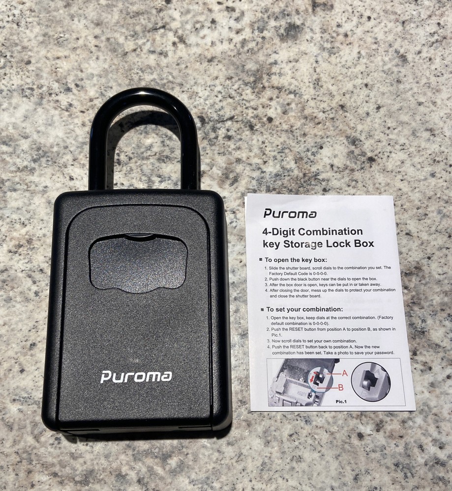 Key Lock Box Waterproof Combination Lockbox Portable Resettable Wall Mounted & H