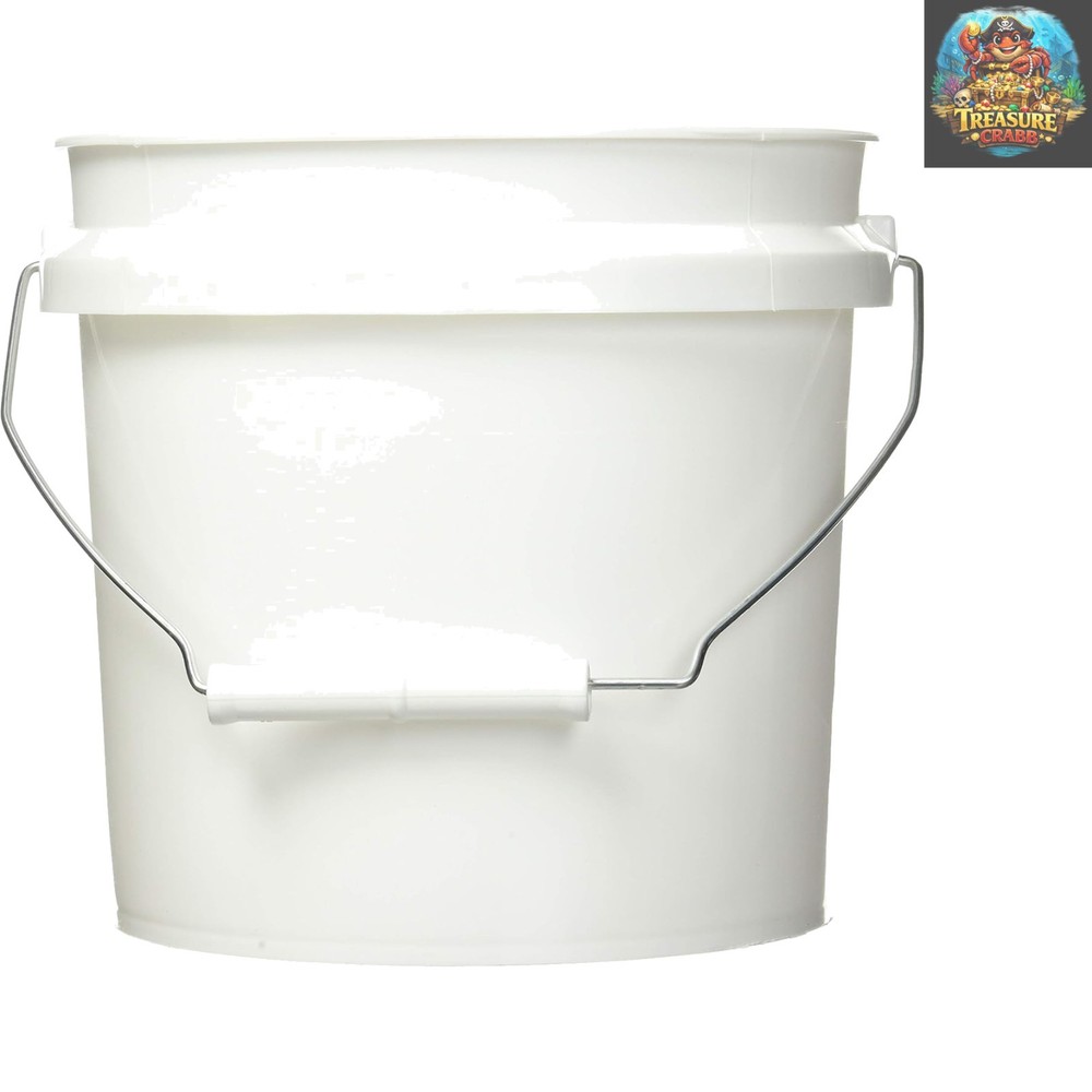 1-Gallon White Plastic Pail - Durable Paint Mixing Container for DIY Projects