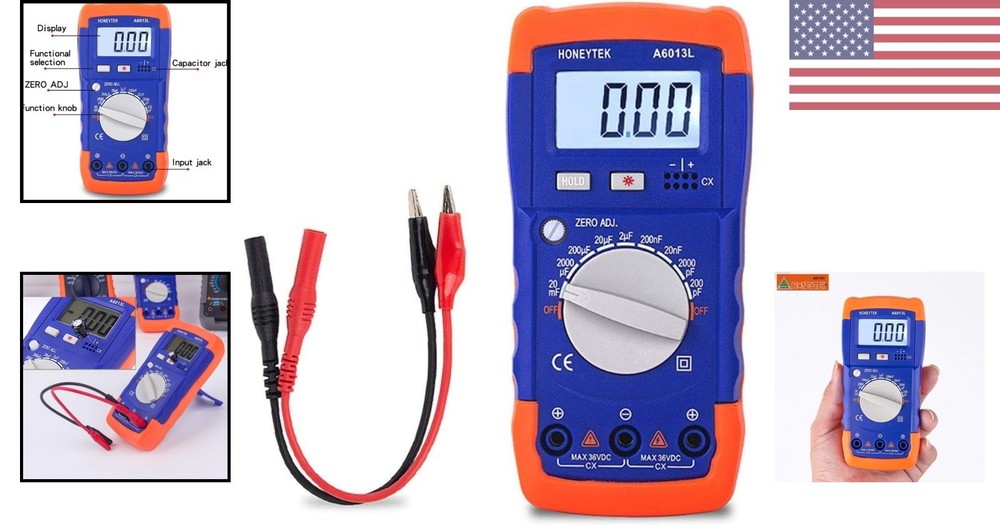 Advanced LCD Handheld Capacitor Tester - 1999 Counts, Low Battery Indication