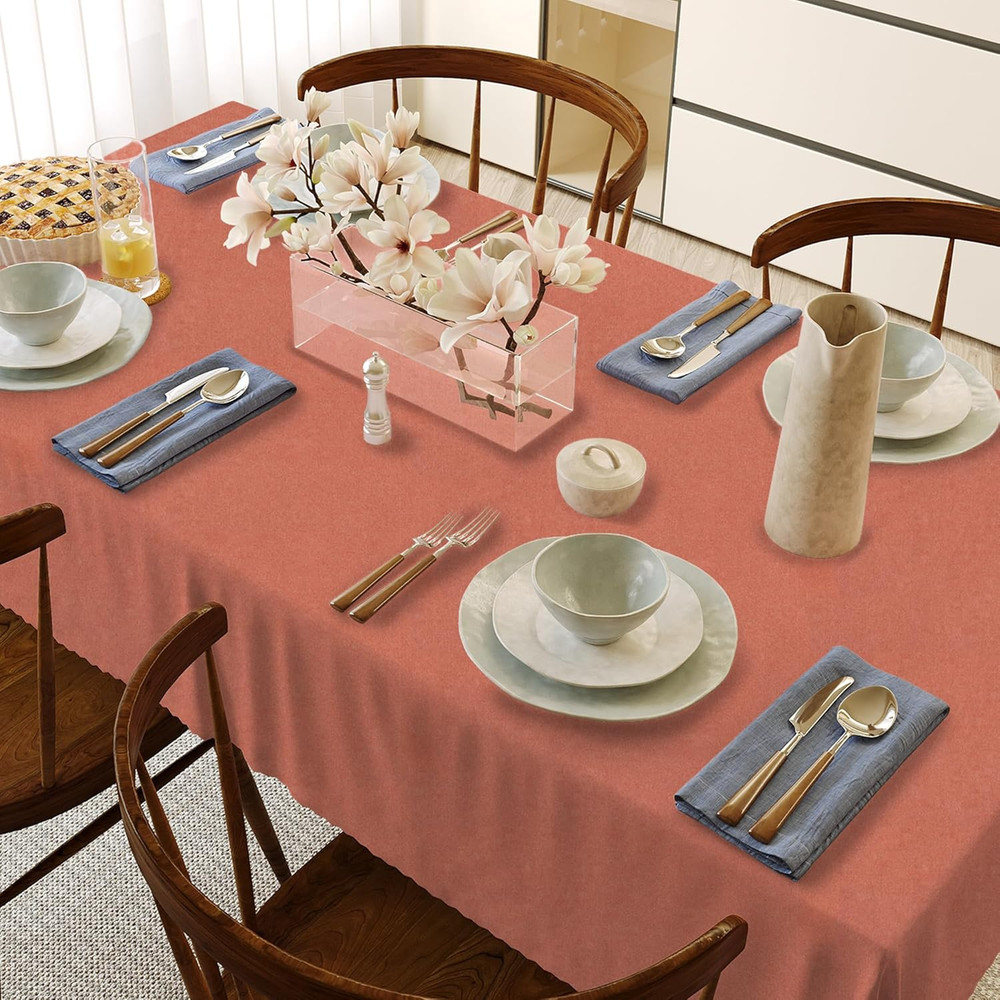 Rectangular Tablecloth Cationic Fabric Waterproof Stain Resistant Wrinkle-Resist