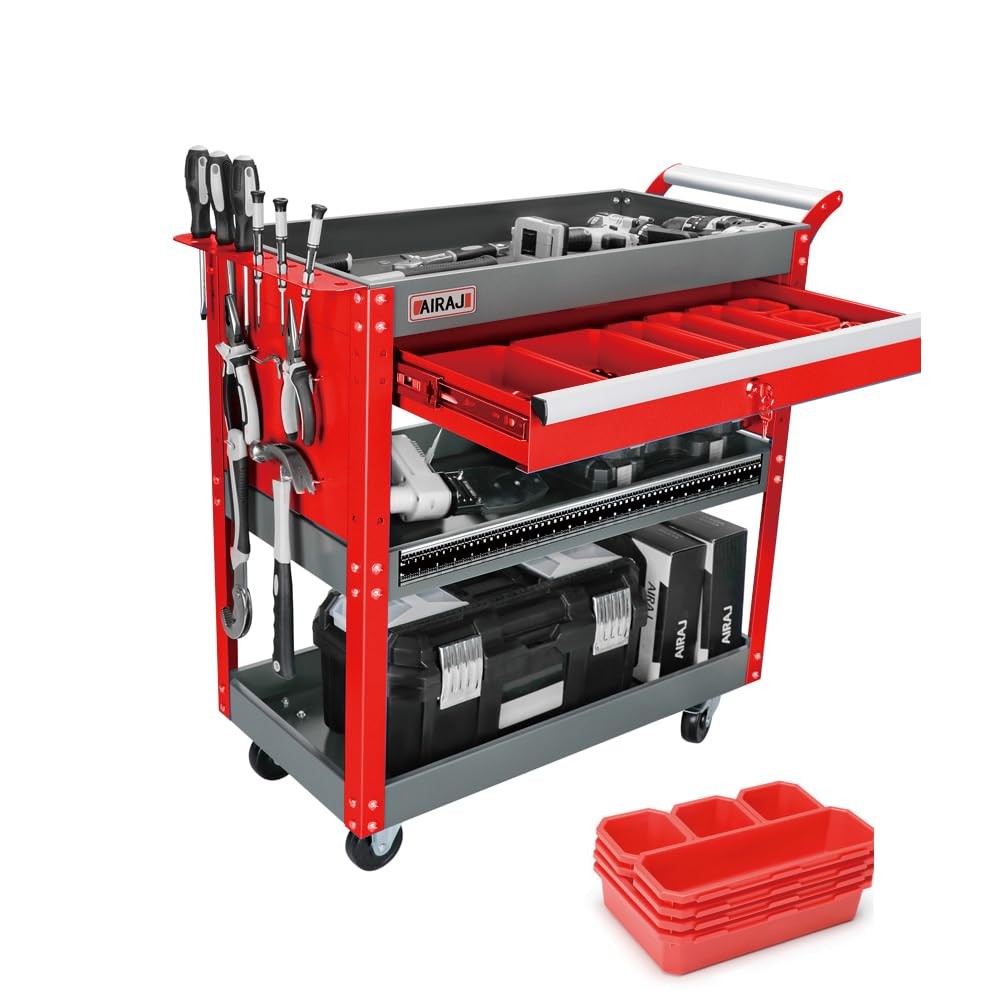 Rolling Cart with Wheels,3 Tier Mechanic Tool Cart with Drawers,440LBS Heavy