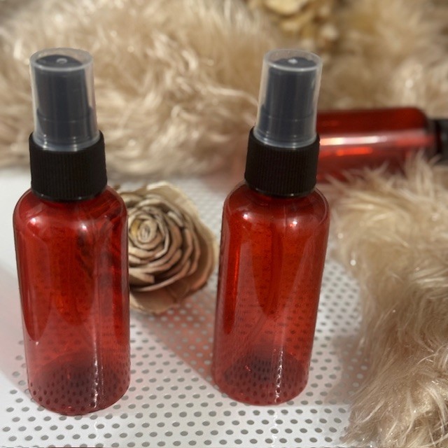 2Pc 50ml/2oz Amber Empty Plastic Travel Bottles Fine Mist Atomizer - Refillable