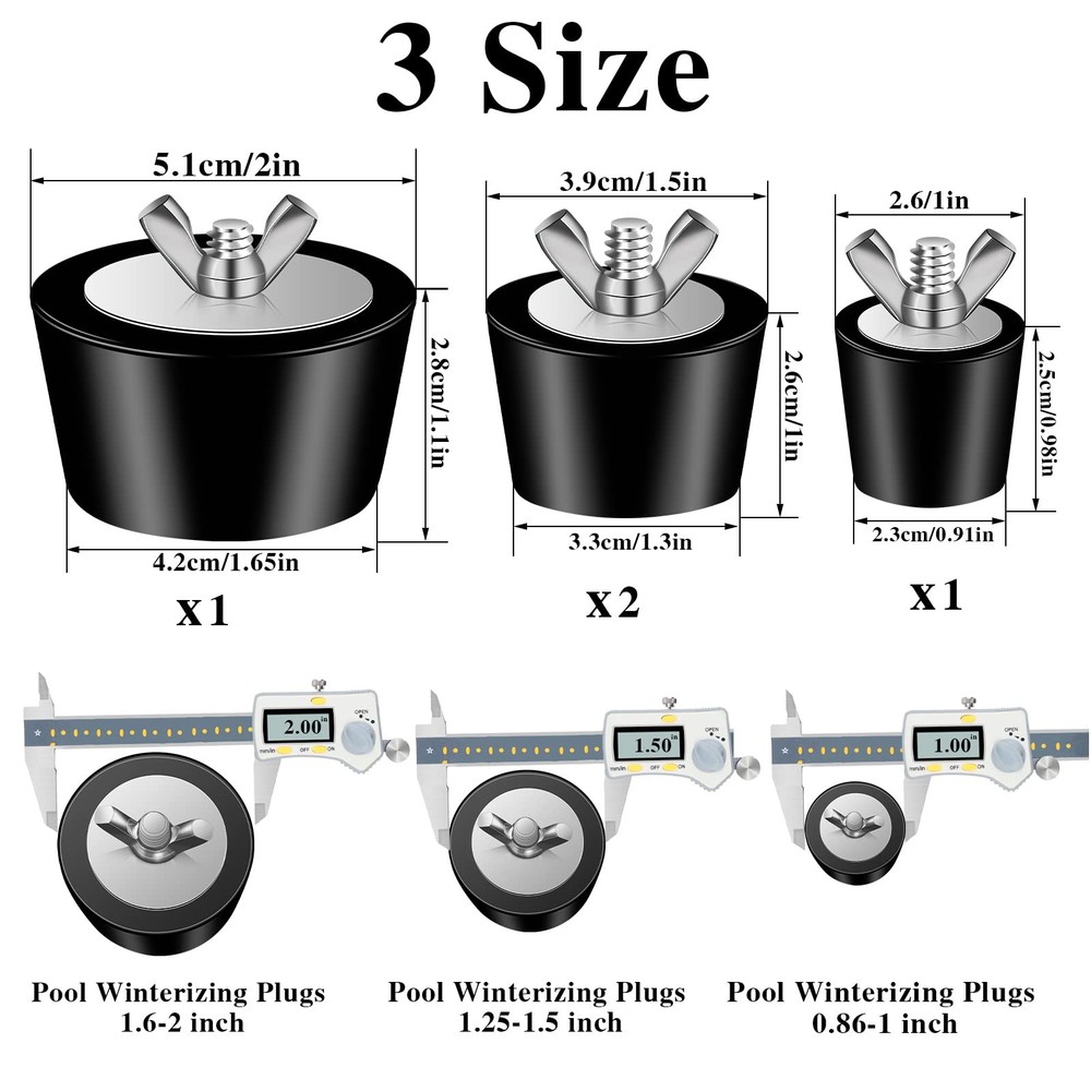 4 Pack 3 Size Pool Return Plugs Pool Skimmer Plug, Pool Winterizing Plug Pool...