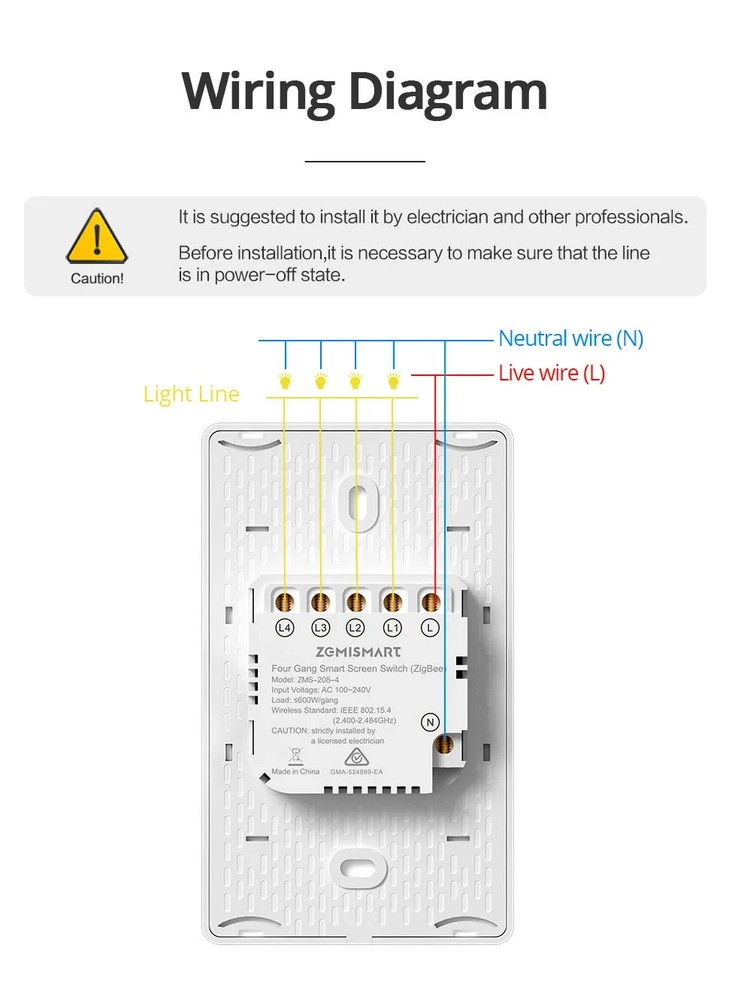 ZigBee Custom Display Name Smart Push Light Switch/AU SAA RCM/Apple Alexa Google