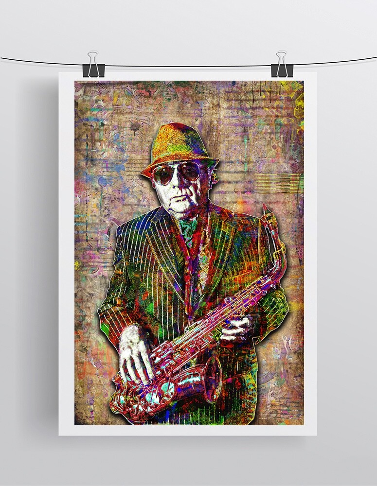 Van Morrison Poster, Van Morrison Sax Tribute Pop Art Fine Art Free Shipping US