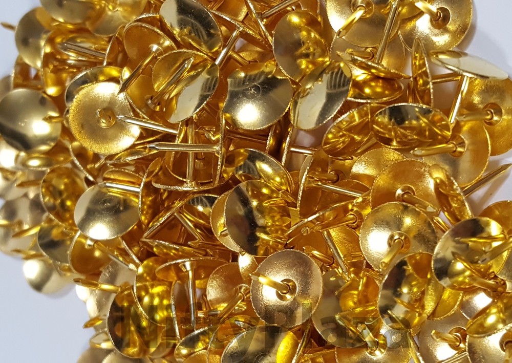 200 Push Pin Thumb Tacks BRASS Gold Drawing board No Rust - Sharp Point