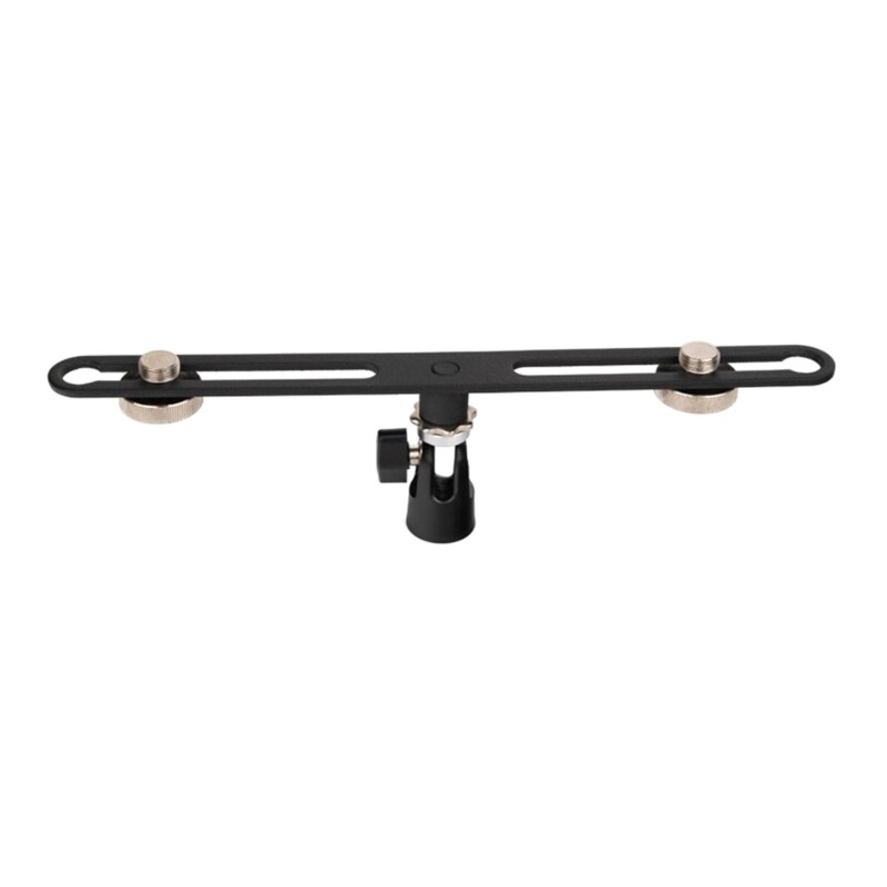 Extension Brackets Double Head Microphone Stand Adjustable Rods Stereo Holder