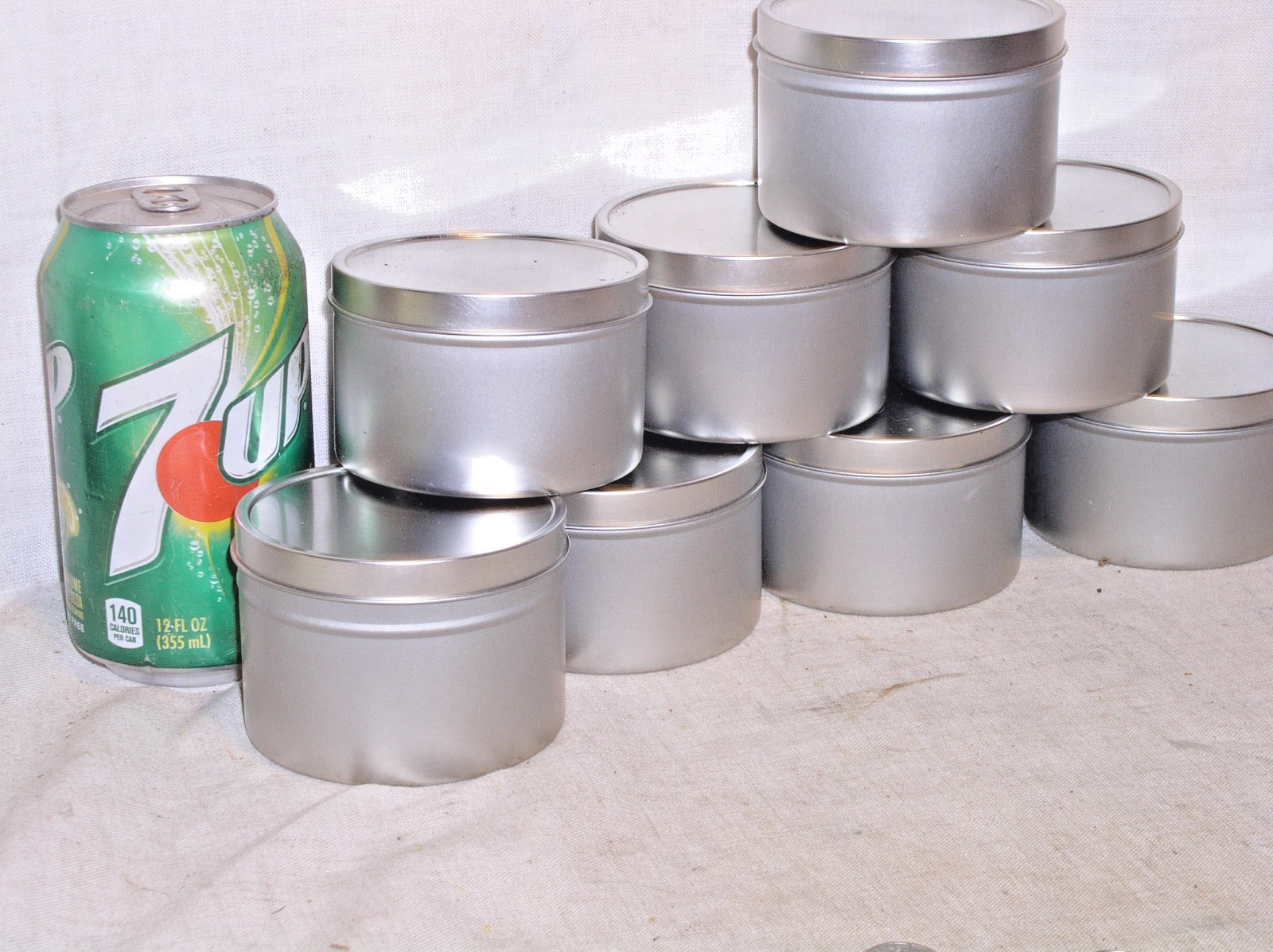 8 EMPTY SEAMLESS SILVER METAL CANDLE WIC CANDEL MAKING DIY CRAFT 8 OZ TIN W/LID