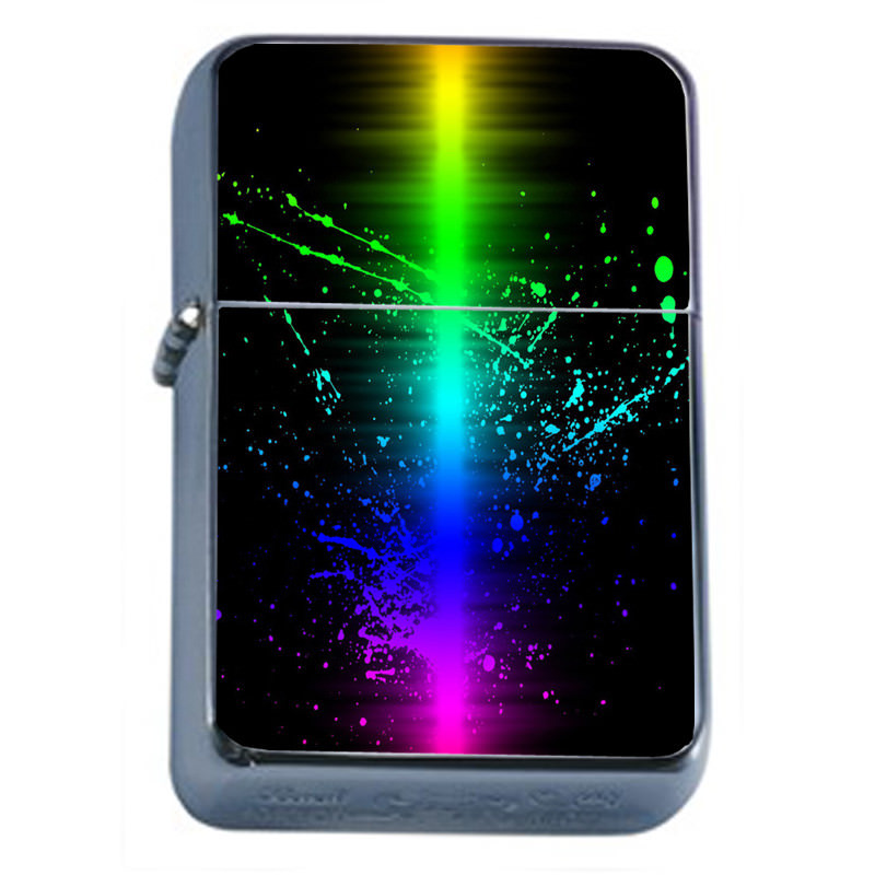 Rainbow Blast Em3 Flip Top Oil Lighter Wind Resistant