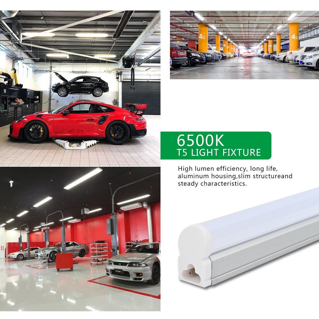 12 Pack LED T5 Integrated Single Fixture 4FT 20W LED Shop Ceiling Under Lights