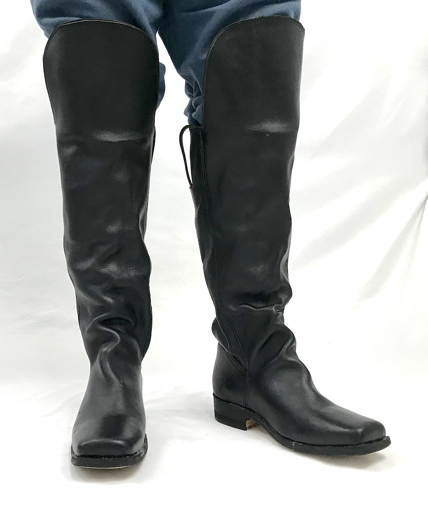 Black Leather Boots with Knee Flap Size 11 - Civil War