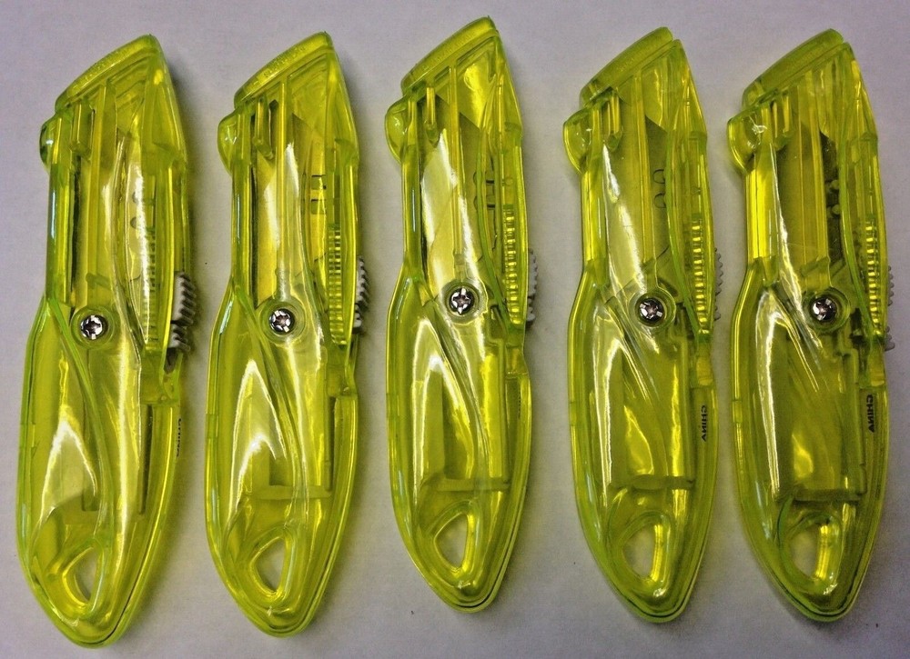 Generic Yellow Plastic Standard Retractable Utility Knife Yellow 5 Knives