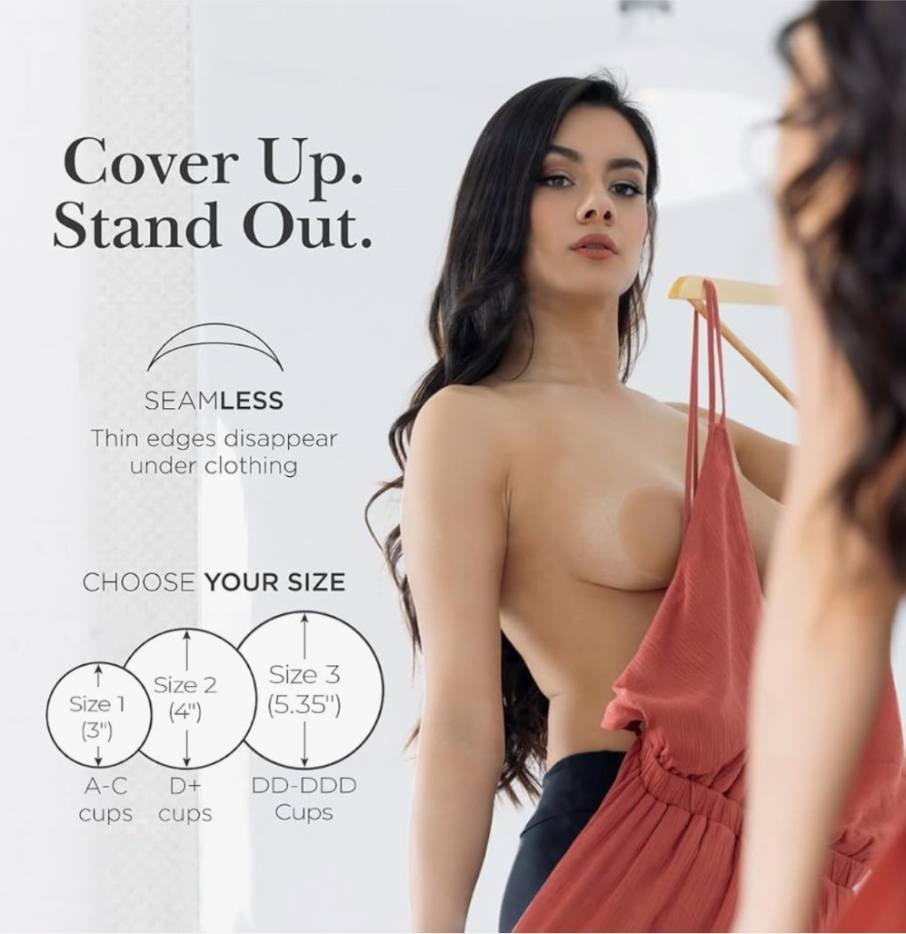 Nippies Nipple Cover Sticky Adhesive Silicone Nipple Pasties Reusable S/M Creme